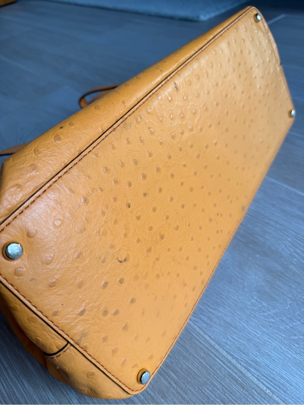 kate spade Orange Ostrich-Embossed Shoulder Tote - Picture 11 of 15